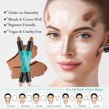 Face Contour Concealer Stick patvarus paryškinimas Juodo apskritimo korektorius Pagrindinis maskuoklis Įklijuokite rašiklį Korėjos veido kosmetika Makiažas