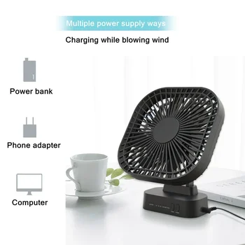 FanLeaf Desktop Portable Quiet Office OutdoorMini USB FanRechargeable Battery Camping Fan with Timer Strong Wind 3 Speed 7