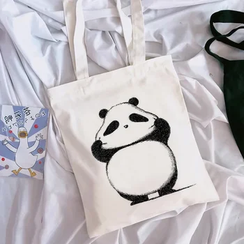 Fashion Casual Cute Panda Animal Print Ladies Handbag Casual Tote Pirkinių krepšys Didelė talpa.