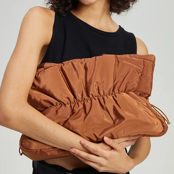 Fashion Drawsting Soft Puffer Bag Designer Quilted Women Shoulder Bags Nylon Down Cotton Tote Bag Simple Lady Handbags 2023