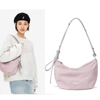 Fashion Shoulder Bag Women Korean Pink Underarm Crossbody Rankinės moterims Casual Satchels Wide Strap Canvas Chest Bag Rankinė