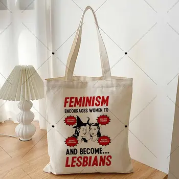 Feminizmas Lesbietės skatina moteris Drobė Tote krepšys Sulankstomi pirkiniai Geri krepšiai Bakalėjos prekės Personalizados Eko aikštė Moterys nemokamai