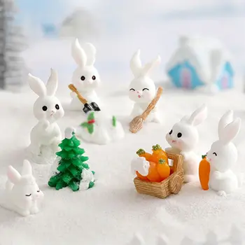 figūrėlės Miniatiūriniai mieli kalėdiniai triušiai Mikro peizažas Sniego senis Zuikis Ornamentas Stalo aksesuarai Lėlių namelio aksesuarai Dovanos