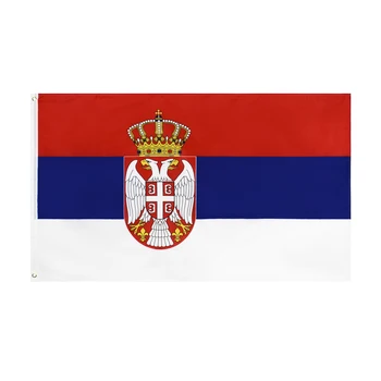 FLAGJM 90x150cm SRB RS Republika Srbija Serbijos vėliava dekoravimui Raudona mėlyna Balta Slavų tradicinė spalva Vėliavos stiebas
