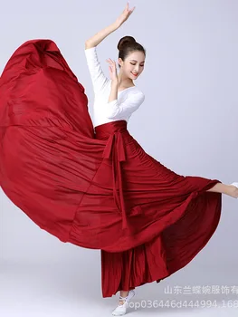 flamenko sijonas moterims Ispanų šokis Sijonas Pilvas Šokis Ilga suknelė Didelis sūpynės sijonas Gradiento spalvos pasirodymas Čigonų suknelė