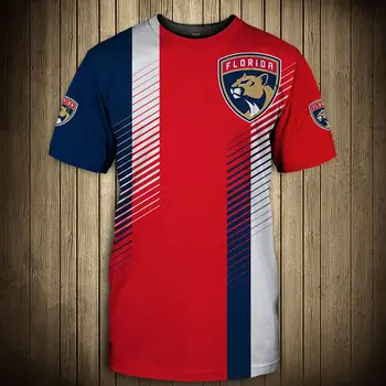 Florida fashion casual men Panthers marškinėliai Stripe susiuvimo dizainas animacinis liūtas spausdinti šaunias viršūnes