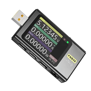 FNB58 USB testeris, skaitmeninis voltmetro srovės testeris C tipo USB greito įkrovimo protokolas Maitinimo PD paleidimo aptikimas Max 7A