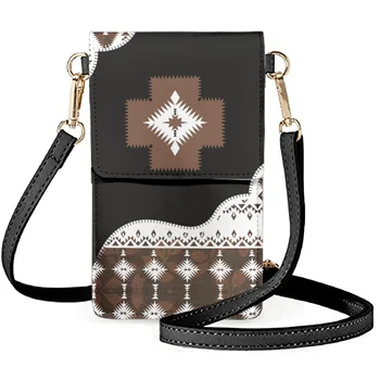 FORUDESIGNS Odinis telefono krepšys Flip Ladies Amerikos genčių kultūros raštas Pečių krepšys Kelios kišenės Mažų daiktų saugojimo merginos