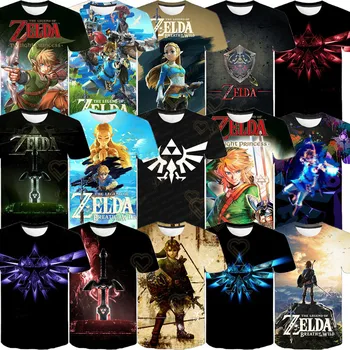 Games Zelda 2023 Nauji vasaros 3D marškinėliai Boy Girl Kids Fashion Streetwear Vyrai Moterys Vaikai Spausdinti marškinėliai Cool Tops Tee
