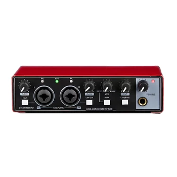 Garso plokštės studijos įrašas Profesionali USB garso sąsaja Garso įranga 48V fantomas įrašymui