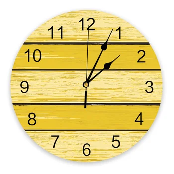Geltona Retro Medžio grūdai Miegamasis Sieninis laikrodis Didelis modernus Virtuvė Dinning Apvalūs sieniniai laikrodžiai Laikrodžiai Svetainė Žiūrėti namų dekoras
