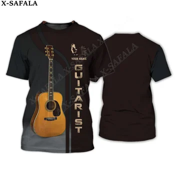 Gitara Klasikinis muzikos instrumentas 3D Spausdinti Aukštos kokybės marškinėliai trumpomis rankovėmis Vasaros apvalus kaklas Vyrai Moteriškas laisvalaikio viršus Tee-5