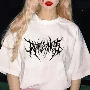 gotikiniai moteriški marškinėliai oversize tee punk juodi grafiniai drabužiai Kpop Harajuku gatvės apranga Femme marškinėliai Hip Hop marškinėliai trumpomis rankovėmis