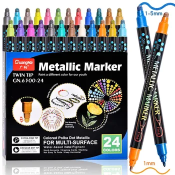 GuangNa Plumones Double Tip Colores Metallic Marker Pen Set Art Supplies예술용품Posca Rotulador Permanente Graffiti Student Drawing