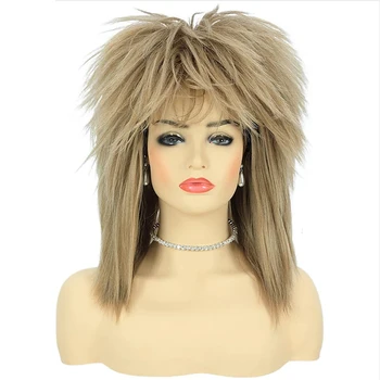 HAIRJOY 80s Tina Diva kostiuminis perukas moterims Dideli plaukai Blondinė Rokeris Mullet Perukai Glam Punk Roko roko roko Cosplay perukas