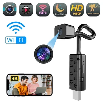 HD 4K mini kamera naktinis matymas Wifi IP kamera Belaidis modulis Vaizdo registratorius Stebėjimo vaizdo kamera Kilpos įrašymas Nuotolinis vaizdas