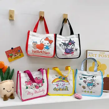 Hello Kitty Women Tote HandBags Sanrio Kawaii My Melody Kuromi Cinnamoroll Lunch Canvas Bags Large Talpa Travel Storage Bag