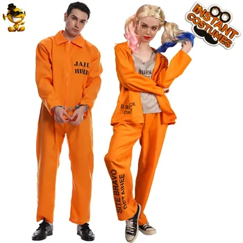 Helovinas Cosplay Dideli vyrai ir didelės moterys Meilužiai Oranžiniai kaliniai Cosplay vakarėlio suknelė Kalėjimo uniformos kostiumas Poros kostiumas