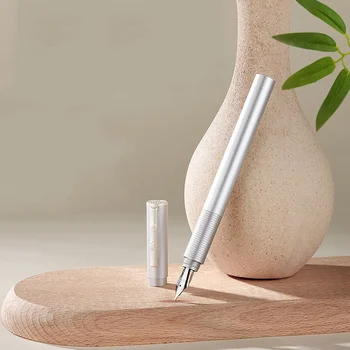 Hongdian H3 fontano aliuminio lydinio rašikliai su gražiu bambuko spaustuku Iridium EF 0.4mm Nibs rašymo rašalo rašiklis verslo biurui