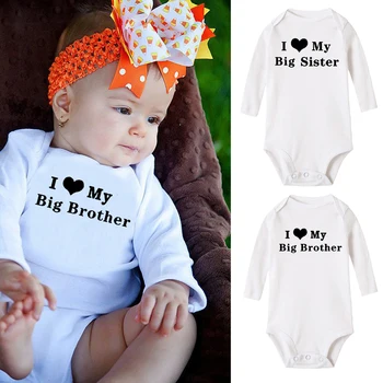 I Love My Big Sister Big Brother Funny Baby Bodysuit Long Sleeve Body Baby Girl Baby Boy Jumpsuit Clothes