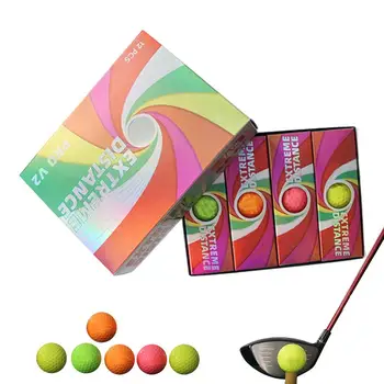  Ilgo nuotolio golfo kamuoliukas 12vnt Dvigubo sluoksnio spalvingi treniruočių golfo kamuoliukai Aukšto standartinio dizaino treniruočių įrankis golfui