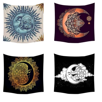 Indija Mandala Gobelenas Siena Kabanti saulė Mėnulio žvaigždė Pikniko antklodė Namų dekoravimo aksesuarai Joga Miegantis Gobelenas Meno kilimas