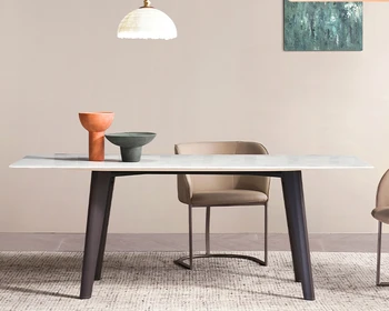 itališkas lengvas prabangus valgomojo stalas 2 metrai modernus minimalistinis dizaineris stačiakampis namo natūralus marmuras