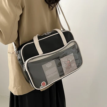 Japonų Harajuku Transparent JK rankinės Soft PU Leather itabag women 2023 New Tote Bags Shoulder Bag ita bag crossbody bags