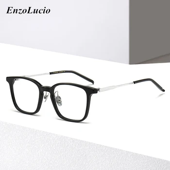 Japonų rankų darbo kvadratinių akinių rėmelis Vyrai Vintage Titanium Acetate Optiniai akiniai Moterys Prabangus prekės ženklas Rebound Pavasario akiniai
