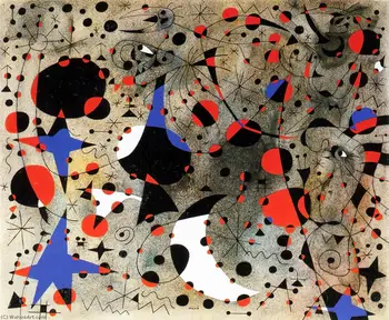 Joan Miro Lakštingalos daina vidurnaktį ir ryto lietaus menas ŠILKO PLAKATAS Sienų menas Pagrindinis Dekoratyvinė tapyba