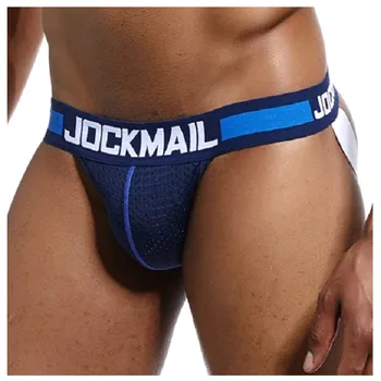 JOCKMAIL Brand Men Jockstraps Cotton Sexy Male Backless Buttocks tanga hombre G-string Thongs Vyriški Jock Straps Gay apatiniai drabužiai