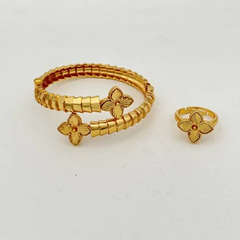 JRH vasara moterims Dubajaus vestuvės lėkštas aukso spalvos banglentinis žiedas papuošalų rinkinys Afrikos dovanų nuotakos juvelyras Prabangūs unikalūs papuošalai