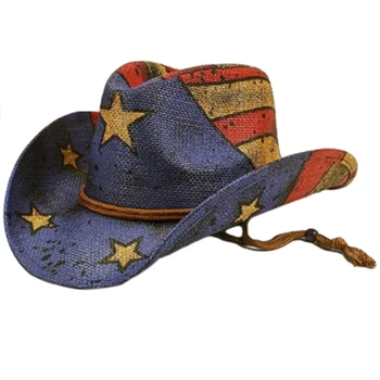 Julycostume Cowboy Hat Wide Brim Knight Hat for Disco House Cocktail Partys Holiday Patriotic for Comedian Actor
