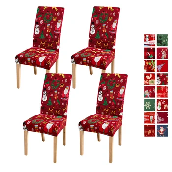 Kalėdinių kėdžių užvalkalai Ištamprūs plaunami kalėdinių kėdžių apsauginiai užvalkalai virtuvės namų valgomajam