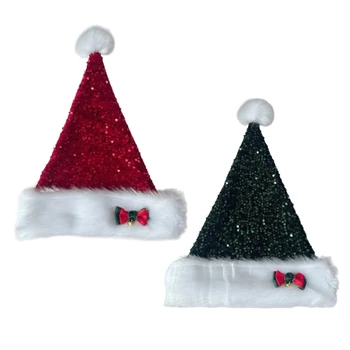 Kalėdinė Kalėdų senelio skrybėlė Dekoratyviniai blizgučiai Kalėdų senelio festivalio šventinis vakarėlis Pasipuoškite Unisex Kalėdų senelio kostiumo skrybėlę visiems amžams