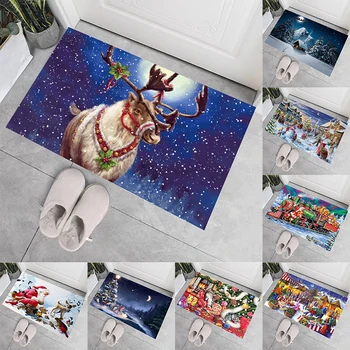 Kalėdų namų dekoravimas Įėjimo durų kilimėlis Sveiki atvykę Kalėdų senelis Briedis Spausdinti Grindys Vonios kambarys Virtuvė Neslidus 