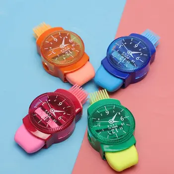 Kanceliarinės prekės Biuro reikmenys Rašiklio pjaustytuvasTool mokyklos rankinio laikrodžio modelis su trintuku ir teptuku 3 In 1 pieštuko galąstuvas Pieštukų pjaustytuvas