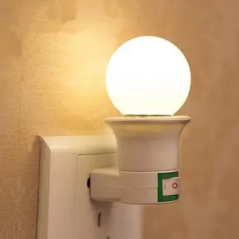 karštas Parduoti praktišką baltą E27 LED šviesos lizdą į JAV kištuko laikiklio adapterio keitiklį ĮJUNGTA / IŠJUNGTA lemputės lempai
