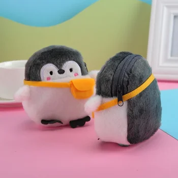 Kawaii Pingvinas Pliušinis užtrauktukas Maža moneta Piniginė Ryklio formos dizainerio dovanos Moterų kaita Piniginė Raktas Ausinės Maišelis Mielos piniginės