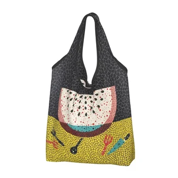 Kawaii Yayoi Kusama Arbūzas Abstraktus menas Pirkinių krepšiai nešiojami bakalėjos pečių pirkėjo krepšiai