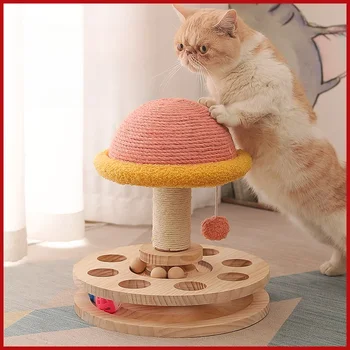 Kačių žaislai, medžio masyvo patefonas, sizalio katės draskyklė, vertikali katės draskyklė, patvari, be pleiskanų