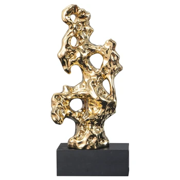 Keramika Taihu akmens alpinariumas Ornamentas Auksas Tuščiavidurė akmens statula Taihuite Koralų skulptūra Dekoratyvinės figūrėlės Dekoras Patvarus