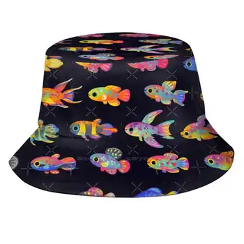 Killifish! Moterys Vyrai Žvejo skrybėlės Kaušo kepurės Atogrąžų gėlavandenių žuvų akvariumas Mėgsta biologiją Gyvūnas Spalvingas Pikaole Mielas