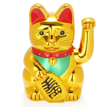 kinų laimingas elektrinis mirksėjimo katinas turtas auksas klasikinis banguojantis katinas viliojantis maneki maitinamas AA baterija Feng shui amatų dovanos