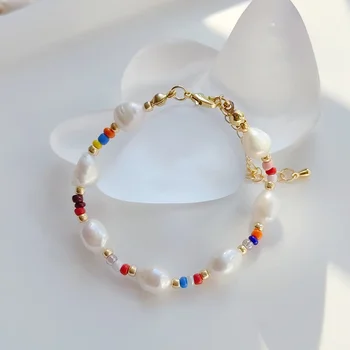 KKBEAD-Bohemian natūrali gėlavandenių perlų apyrankė moterims, spalvingos karoliukų apyrankės, moterų dizainerių papuošalai, dovana