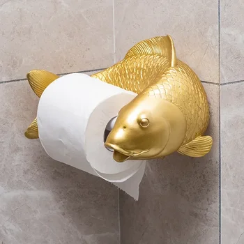 Koi statula Žuvų amatas Tualetinio popieriaus laikiklis Rankšluosčių stovas Siena Pakabinamas vonios kambarys Buitinis tualetinio popieriaus stovas Nemokama štampavimo dekoracija