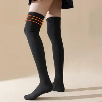 Kojinės Moteriškos žieminės kojinės Storos šiltos neslystančios per kelius Kojinės