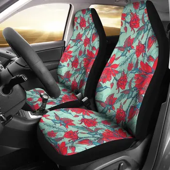 Kolibrių gėlių sėdynių užvalkalas Automobilinių sėdynių užvalkalų komplektas 2 vnt, Automobilių aksesuarai Automobiliniai kilimėliai