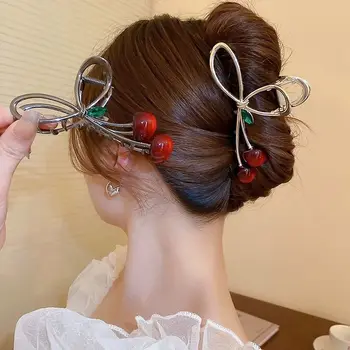 Korėjiečių paprastas vyšnių metalo plaukų nagas krabų plaukų segtukai Mados kryžių plaukų segtukai Barrettes Moterys Merginos Ponytail Clip Plaukų aksesuarai