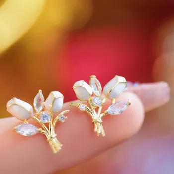 Korėjos naujokų mados papuošalai Išskirtiniai gėlių smeigės auskarai moteriai Paprastas kasdienis elegantiškas auskaras